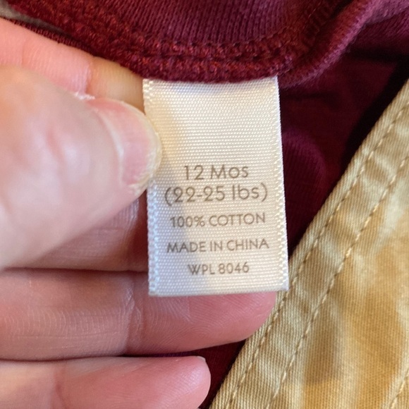 NWOT First Impressions Maroon & Khaki Overalls & Shirt Set Size 12 Months - Picture 3 of 7